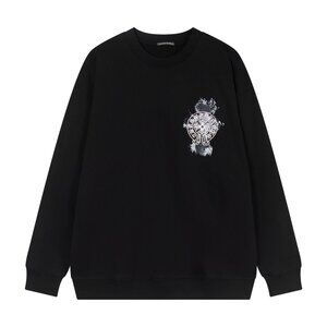 Crochet heart cloud-shaped printed embroidered sweatshirt